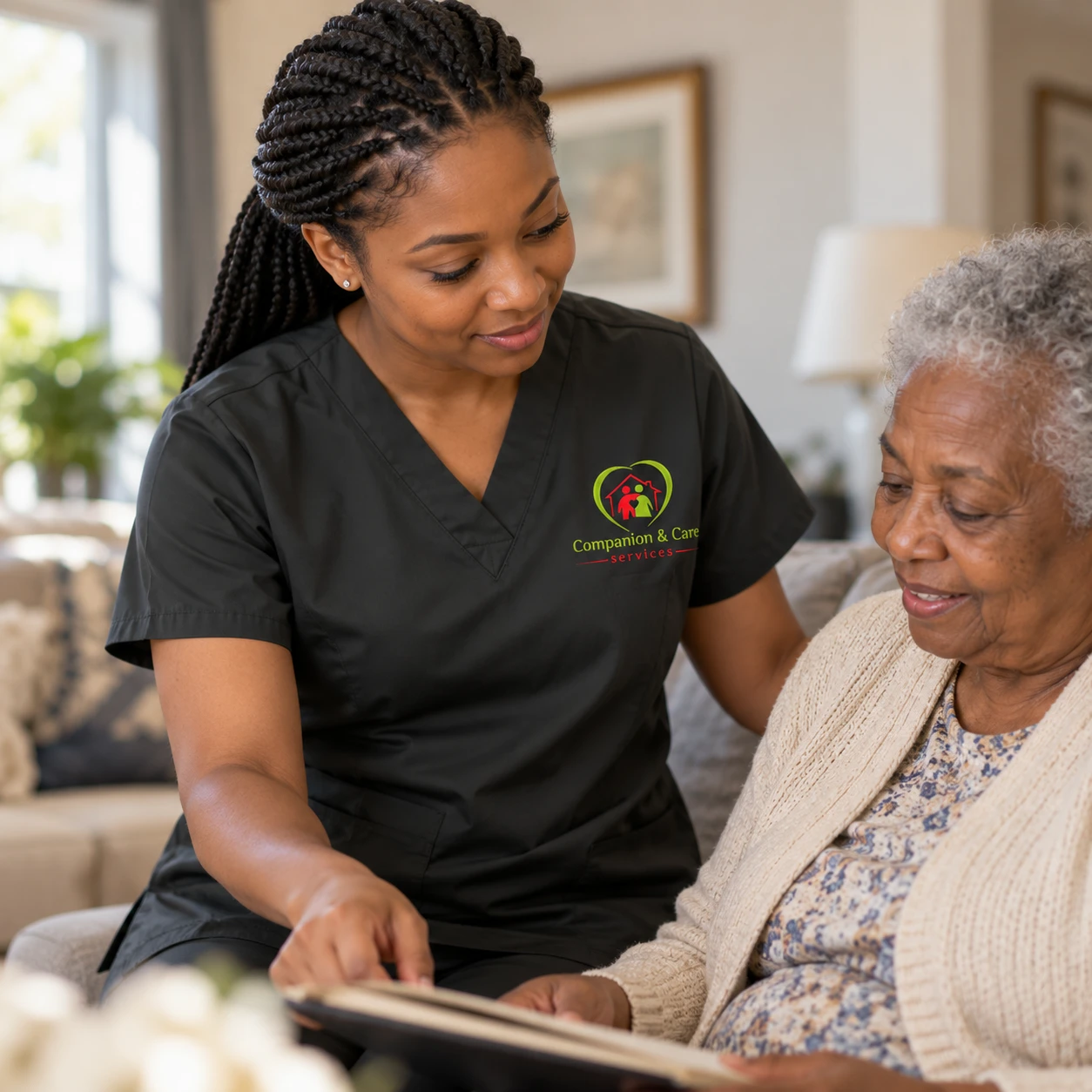 Licensed home care services in AHCA Region 6 Florida — caregiver with senior client